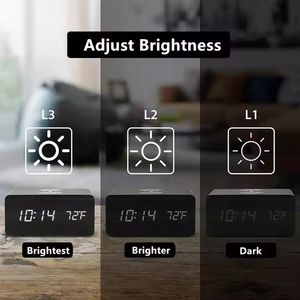Çevre koruma ahşap çalar saat, takvim, sıcaklık izleme, birinde ses kontrolü, kablosuz şarj desteği - Product Image 5