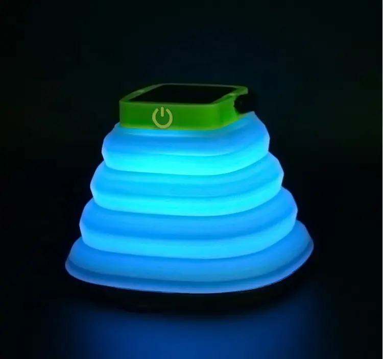 Lanterne de camping solaire LED pliable en silicone, imperméable, éclairage d'extérieur, m