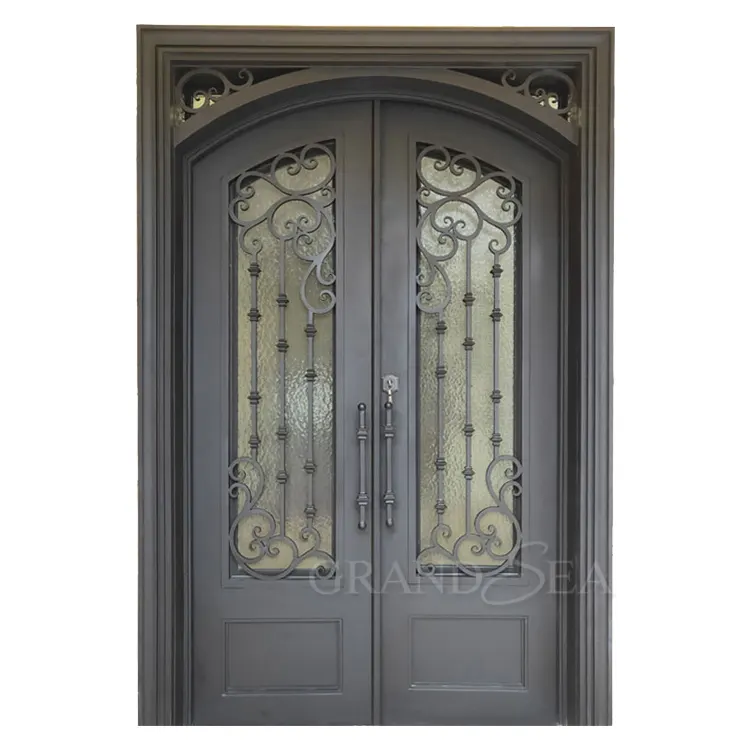 Elegante Design moderno Americano Principale Porta di sicurezza in Ferro battuto Cancello Disegno