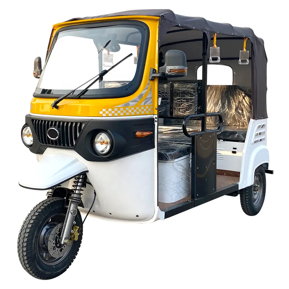 Triciclo de pasajeros Bajaj 60V1500W Funcionamiento con batería Híbrido Tres ruedas Rickshaw eléctrico para adultos