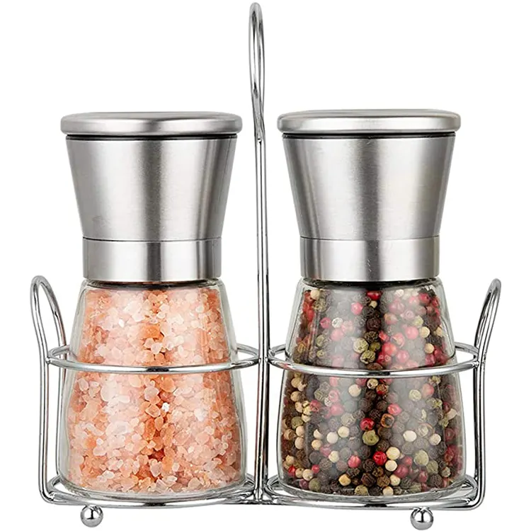 Sale e Pepe Grinder Set di 2 Regolabile Mare In Acciaio Inox Macina Sale e Pepe Grinder Con Il Contenitore di Regalo