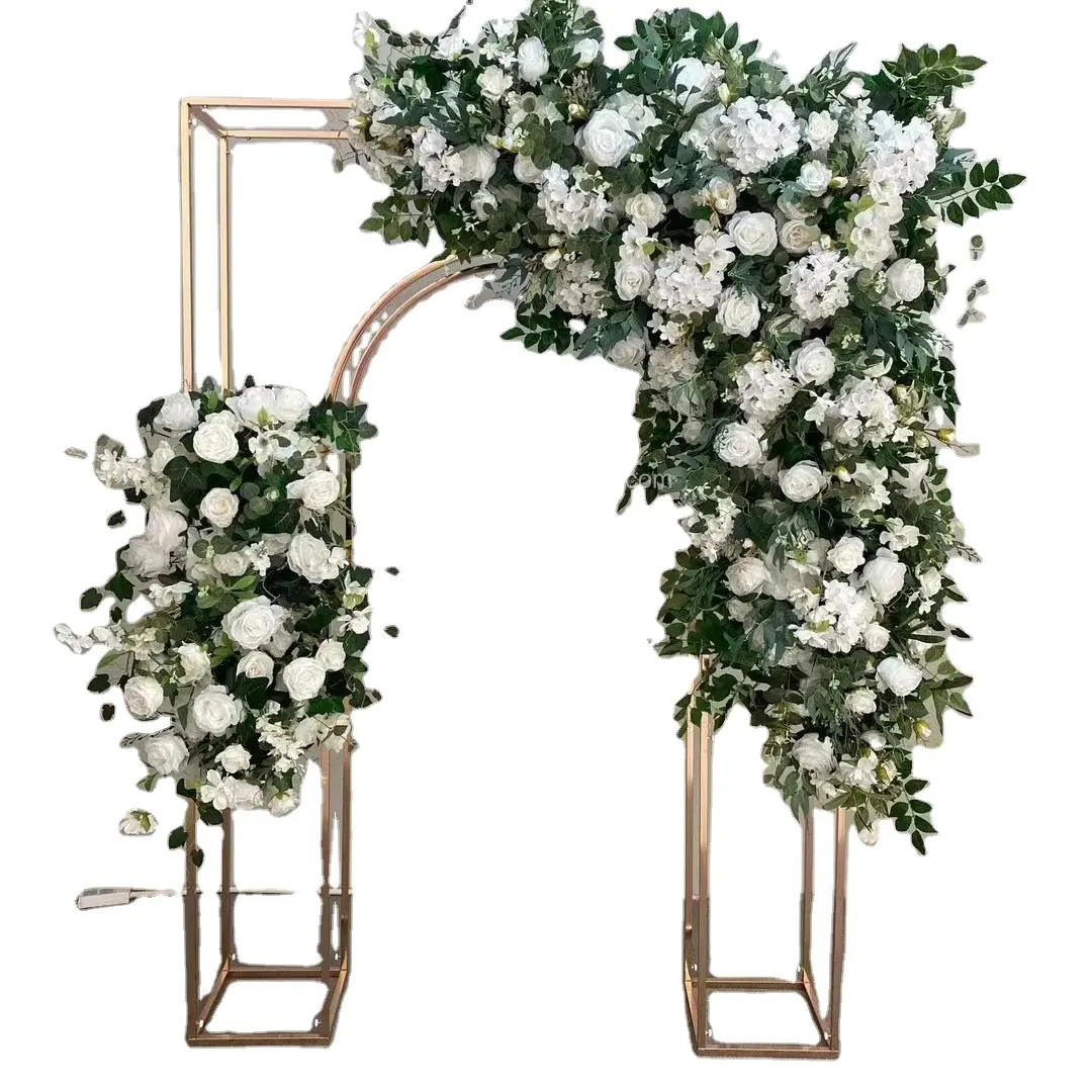GIGA 220cm puerta de arco barato soportes de fondo fondos de fiesta de boda de Metal marcos de aluminio dorado arco Floral para decoración de fiesta
