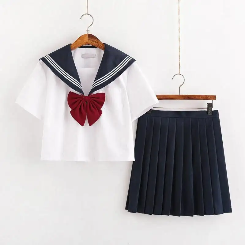 Uniformes escolares de estilo japonés para S-2xl y niñas, traje Sexy de la Marina JK, Falda plisada con blusa de Sailor