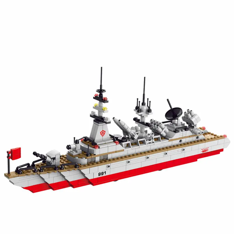 Jungen intelligentes Spiel Spielzeug Plastik kreuzer verschiedene Modelle Militärs pielzeug Kriegsschiff Mini Baustein