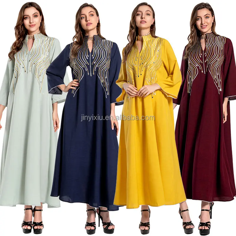 Новейший дизайн турецкое длинное мусульманское платье Абая Женская Дубай Исламская одежда скромное вечернее шифоновое платье с рукавами с оборками абайя