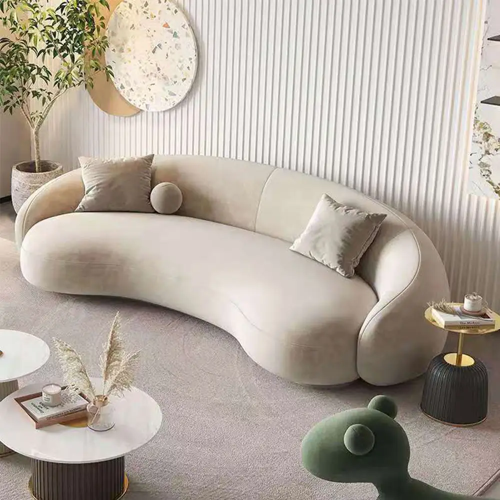 Marchi personalizzati Banana reclinabile Bubble divano di lusso Set mobili morbido Design moderno tessuto in velluto di legno per divano soggiorno