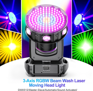 150瓦发光二极管陀螺摇摆灯XYZ 3轴旋转频闪光束激光效果舞台灯DMX512声控RGBW DJ灯 - Product Image 3