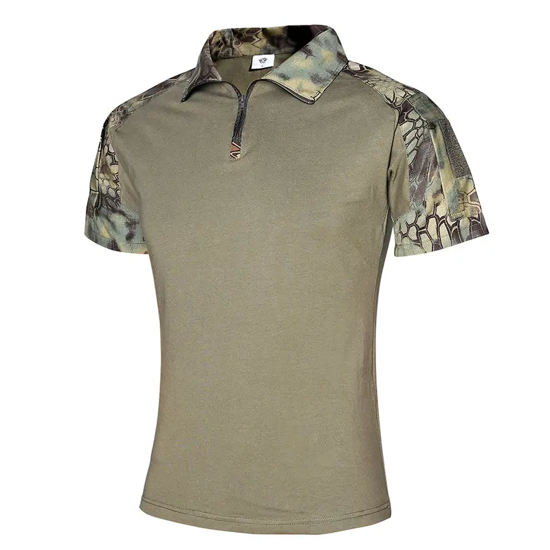 Best Seller Men Short Sleeve Rip Stop Tactical Polo T Shirt Breathable CS Airsoft Shooting Tactical Camouflage T-shirt