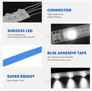 Adled 5 yıl aydınlatma aydınlatma led ışık bar 24v 12v 18leds/m 15x45 derece IP20/IP65/IP67 led işareti kutuları için - Product Image 3