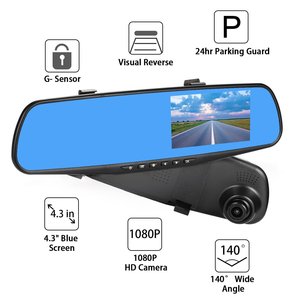128G Memory Cycle Recording 4.3 Inch IPS Screen Full HD 1440P Car Video Recorder Dash Cam Dual Lens Rearview Mirror Camera - Product Image 2