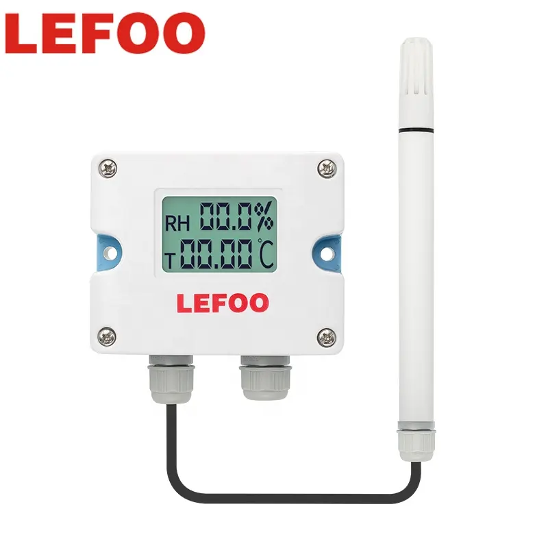 Lefoo sensor de temperatura e umidade digital, transmissor de temperatura e umidade para o ar 4-20ma com display