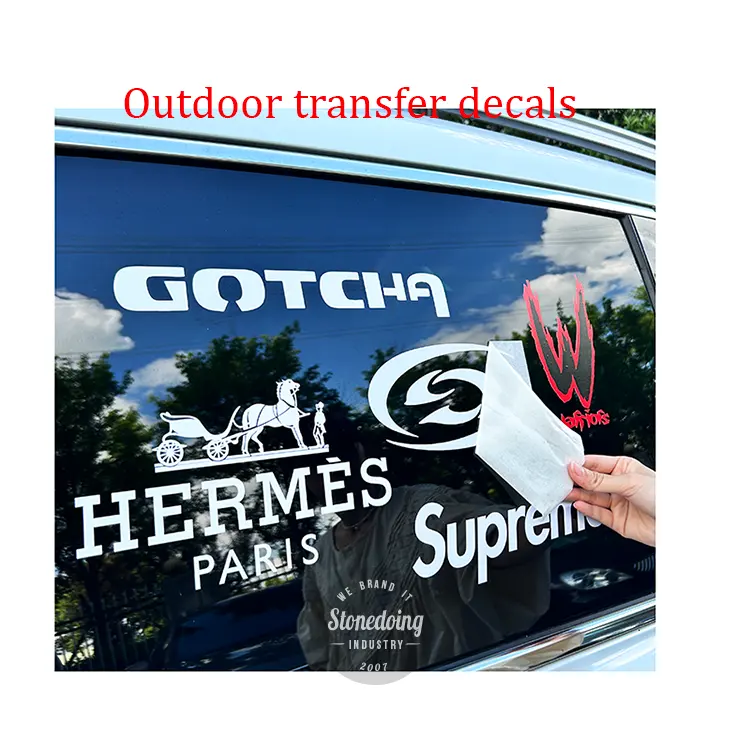 Logotipo troquelado personalizado transferencia de vehículos a prueba de agua UV resistir al aire libre vinilo coche calcomanías Cinta de transferencia transparente 3D pegatinas de ventana de coche