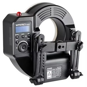 Godox AR400 400W锂离子电池液晶面板强大的微距发光二极管环形闪光闪光灯摄像机DSLR视频灯套件