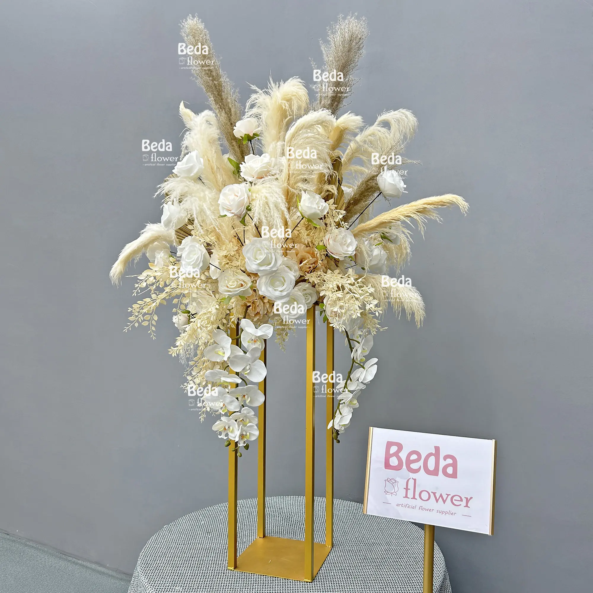 Vendita diretta della fabbrica Beda pampa artificiale ricco di erba bouquet centrotavola albero vera e dura tavola decorazione festa di nozze