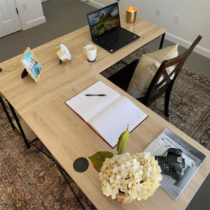 Fábrica Atacado 2 Pessoa Mesa Longa <span class=keywords><strong>L</strong></span> Em Forma Reversível Canto Mesa Do Computador com Prateleiras
