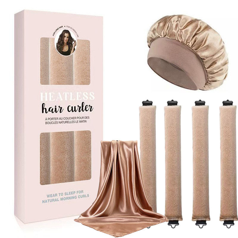 Three curling irons-khaki+khaki hat+Silk scarf