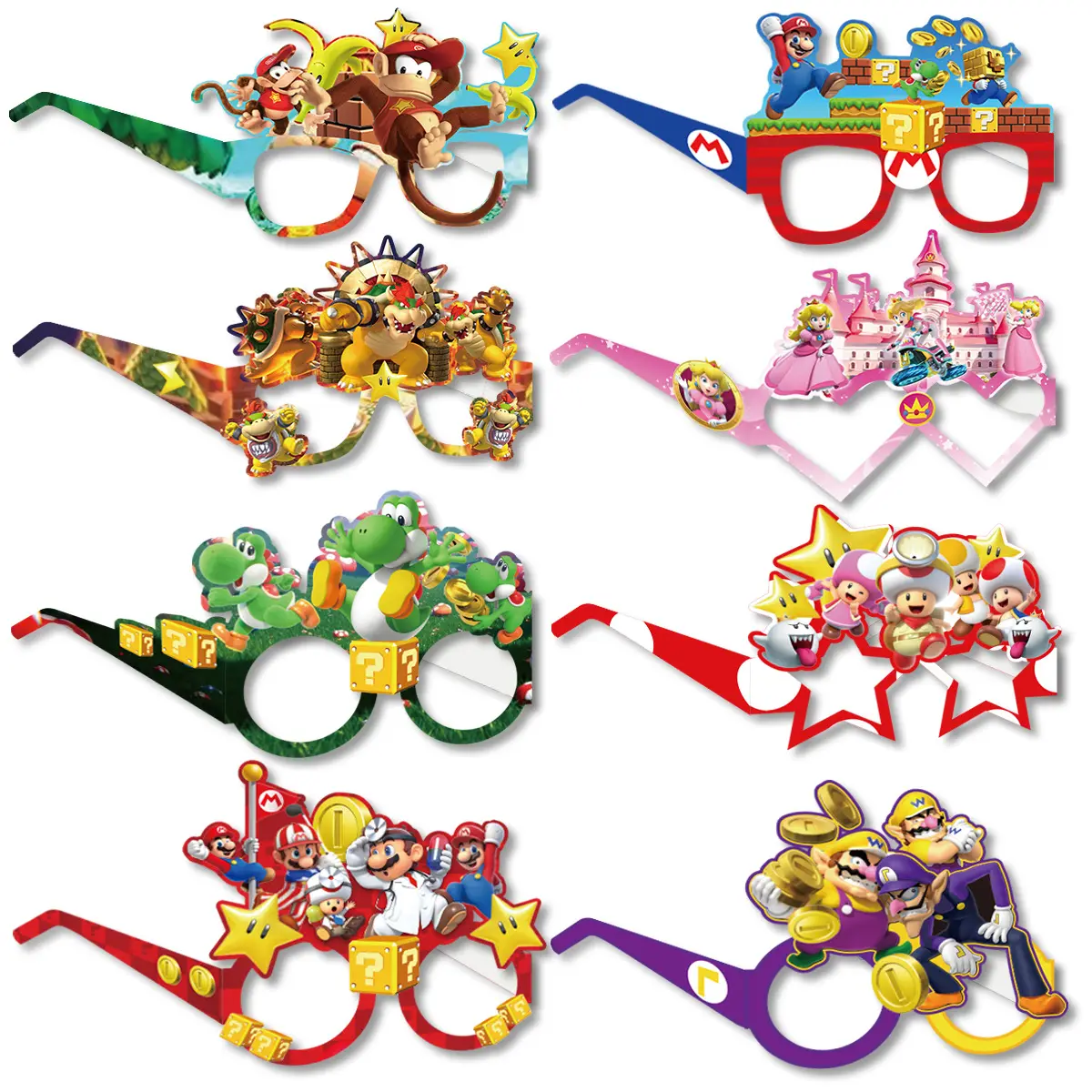 بيع بالجملة جديد ماريو حزب الزجاج ورقة لعبة موضوع عيد ميلاد ماريو بروس نظارات الديكور لوازم للأطفال