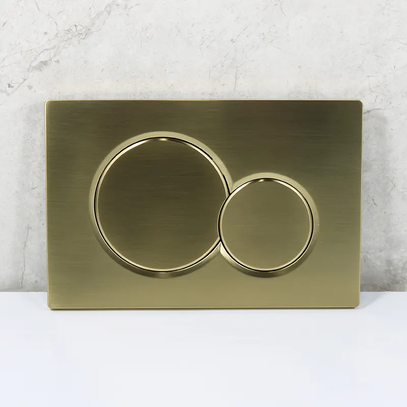 Altın rengi plastik malzeme çift kare düğmeler çift floş aktüatör duvar asılı tuvalet sarnıç
