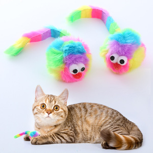 2024 Sustentável arco-íris Plush Mouse gato brinquedo com built-in som mordida-resistente interativo <span class=keywords><strong>Catnip</strong></span> produto para gatos