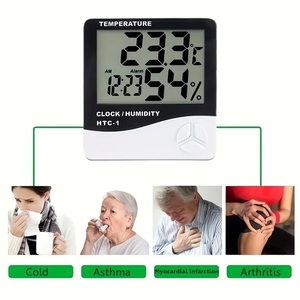 Phổ Biến Lớn LCD Hiển Thị Kỹ Thuật Số Nhiệt Kế Ẩm Kế Trong Nhà C/F Nhiệt Độ Độ Ẩm <span class=keywords><strong>Meter</strong></span> Đồng Hồ Báo Thức Cho Phòng Nhà Văn Phòng - Product Image 2