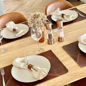 高品质餐桌垫手工拼接皮革矩形彩色定制标志餐垫 - Product Image 6