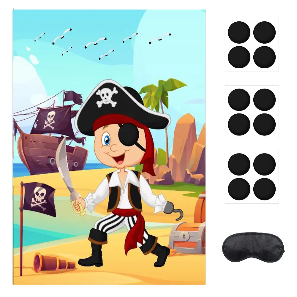 Pafu Pirata Del Partito Giochi Per I Bambini Pin La Benda Sull'occhio Sul Pirati Poster Pirata Festa di Compleanno Forniture Pin Gioco