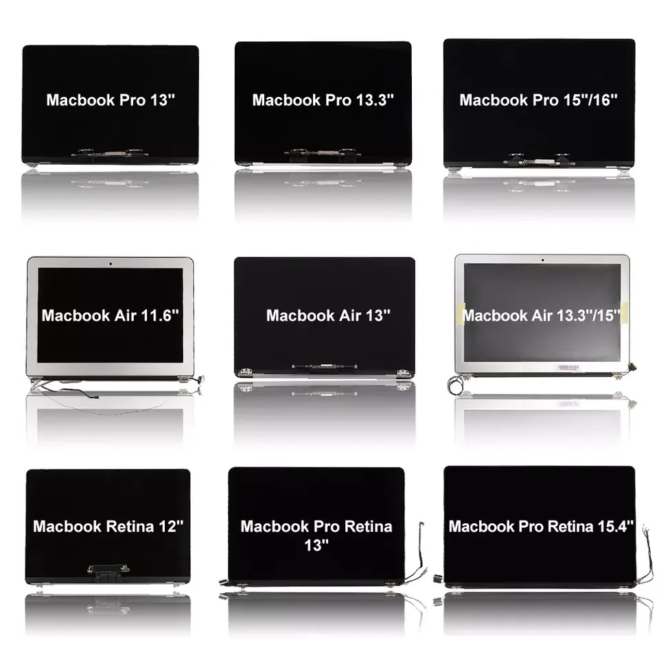 Montagem da tela para Macbook Pro Air Retina A1502 A1466 A1398 A1707 A1708 A2337 A2159 12 Todos os modelos de LCD de 13,3 15,4 16 polegadas