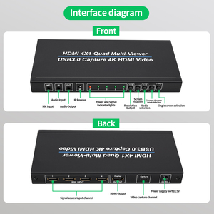 Xput HDM1 4x1 Quad Multi-Viewer USB3.0 Video Capture <strong>4</strong> in <strong>1</strong> Out <strong>HDMI</strong> <strong>Switcher</strong> Supports Infrared Remote Control and Key Switching - Product Image 4