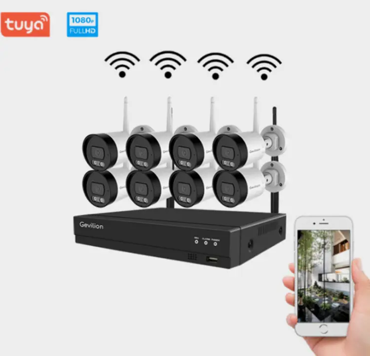 4CH 8CH 2MP 5MP Tuya akıllı Wifi NVR kiti ev gözetleme CCTV kablosuz sistemi açık 1080p 4 8 kanal güvenlik kamera sistemi