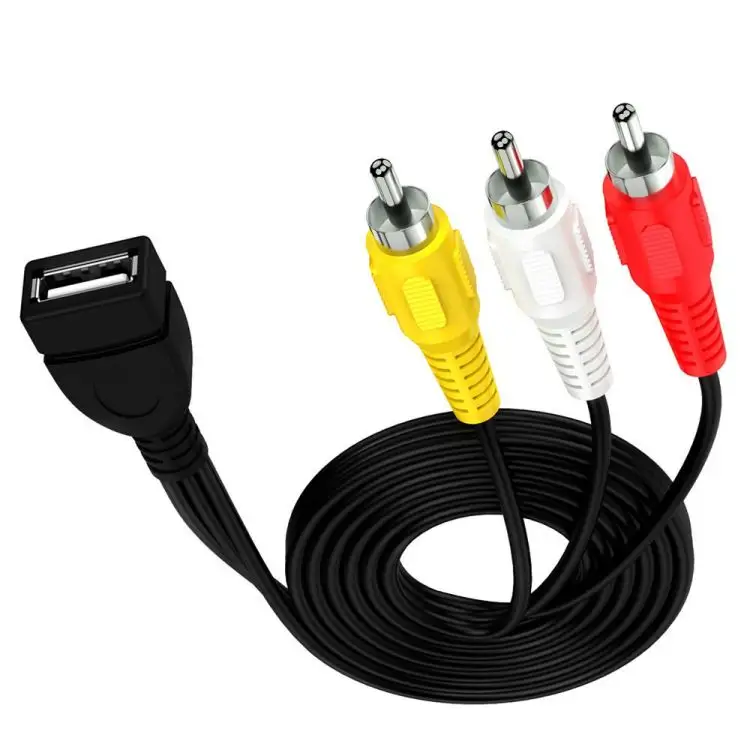 Cable USB a RCA, USB A 2,0 hembra a 3 RCA macho Jack Splitter Audio Video AV Cable adaptador compuesto para TV/PC