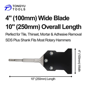 Sds Plus 4 "X 10" Taps Toelopende Zijvloer Schraper Beitel <span class=keywords><strong>Bit</strong></span>-Brede Bladtegel, Thinset, Mortellijm En Lijmverwijderingsgereedschap - Product Image 2