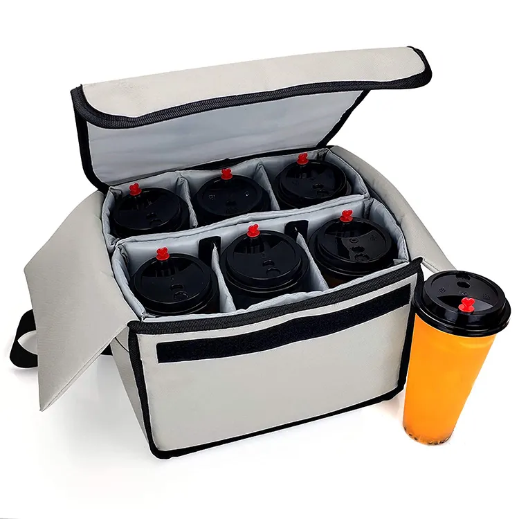 Elegante Reutilizável Portátil Isolados Bebida Transportadora Bag térmica e impermeável Cup Caddy com Divisórias Cooler Titulares