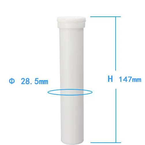 Tubo de plástico vacío efervescente, tubos con cubierta desecante, frasco vacío para vitamina