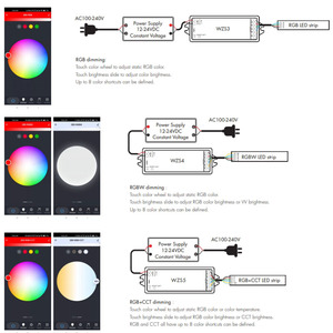Controlador LED de un solo color Zigbee WZS1 12-36VDC 2CH * 5A con atenuador de control de voz ZIGBEE y Tuya para tira de un solo color