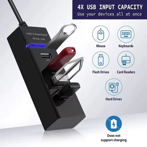 4 ב-1 יציאות רכזת שולחנית מפצלת מחשב מהיר Usb3.0 מתאם 4 יציאות טעינת רכזות USB 4.0 3.0 יציאות בשולחן