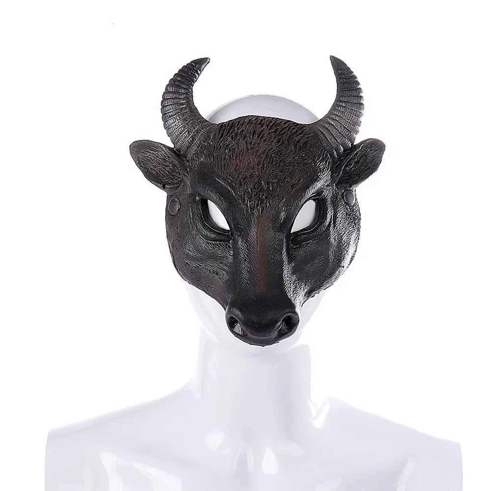 Halloween Pâques Carnaval Fête Demi-Visage PU Mousse 3D Réaliste Animal Buffalo Bull Tête Masque