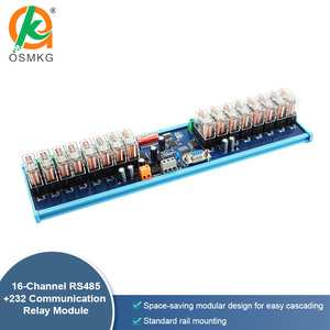 Oshangming <span class=keywords><strong>16</strong></span> ערוץ פלט לוח 12v/24v מודול ממסר rs485 rs232 modbus rtu plc לוח הרחבה בקר מרחוק