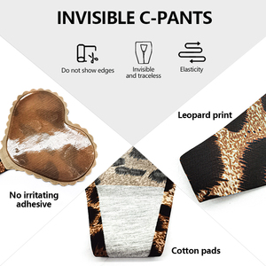 Caliente Popular clásico sin tirantes autoadhesivo reutilizable Invisible C String ropa interior Sexy estampado de leopardo para mujeres estilo diario