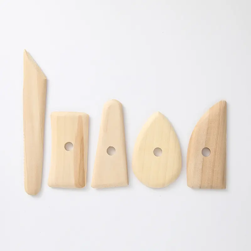 5 조각 세트 나무 스크레이퍼 점토 도자기 도구