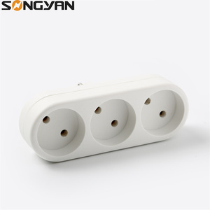 Enchufe de 3 vías de un a dos orificios, adaptador de corriente estándar europeo de 2 pines - Product Image 5