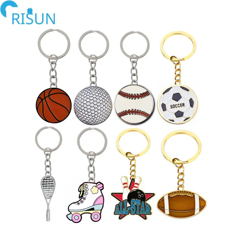 निर्माता व्यक्तिगत तामचीनी फुटबॉल फुटबॉल बास्केटबॉल बेसबॉल खेल Keyrings Keychains कस्टम खेल चाबी का गुच्छा कीरिंग