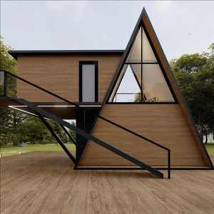 Modern prefabrik modüler çelik yapı ev üçgen tasarım oturma veya ofis alanı dayanıklı prefabrik yapı