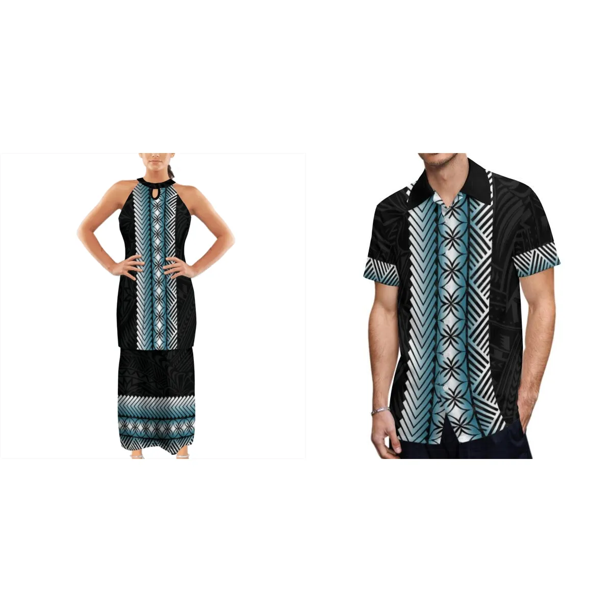Ropa de arte de la isla del Pacific para hombre y mujer, camisa informal de Samoan polinesiano, Aloha, vestido barato, 2 uds., talla grande 7XL, envío directo
