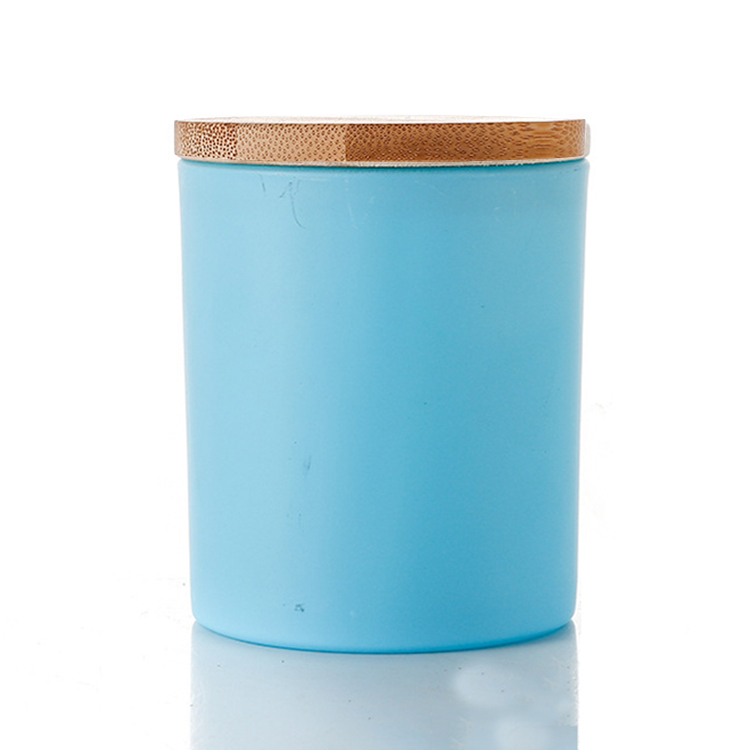Bleu mat avec couvercle en bambou