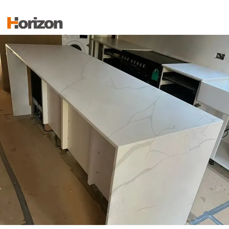 Horizon White Künstliche Quarz platten Stein Preis Kunststein Küchen arbeits platten Platten Künstlicher Quarz stein