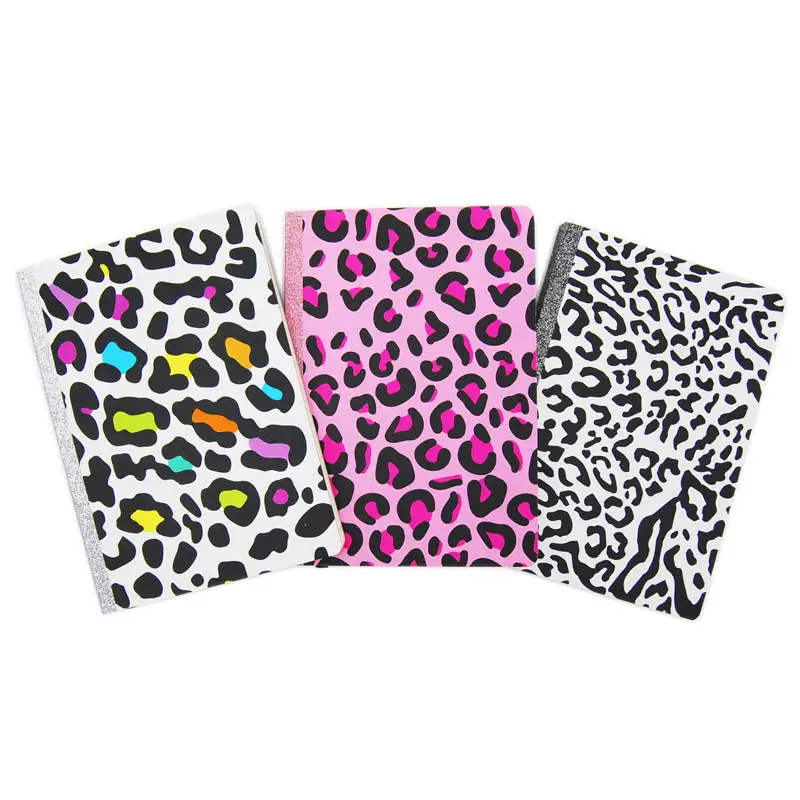 Nouveau Style de mode brillant couverture rigide Journal ruban paillettes livre colonne vertébrale carnet léopard plat A5 carnet