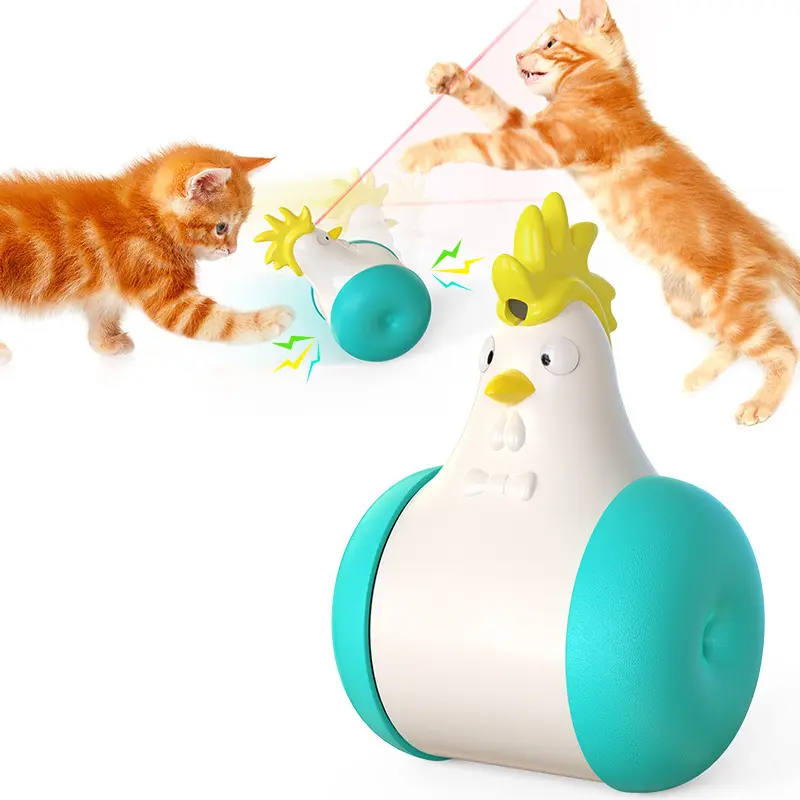 Grosir aksesoris hewan peliharaan vokal bentuk ayam jantan interaktif mainan Laser kucing lucu mainan kucing multifungsi mainan kucing Laser