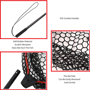Balık ağı 108cm alüminyum katlanabilir tor ağı yumuşak silikon örgü PVC tutamak yayın Net Fly alabalık somon bas kayık balıkçılık - Product Image 4
