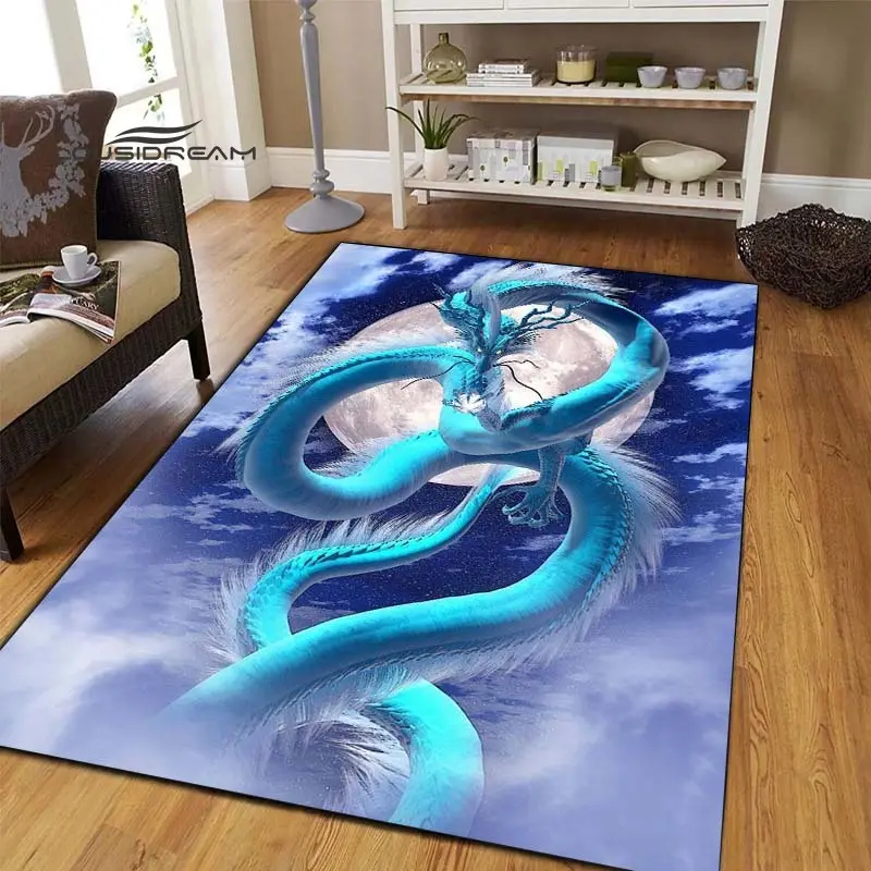 Tapis dragon foncé mode impression 3D Fantasy Dragon salon chambre grande surface tapis doux maison chambre d'enfants tapis de sol