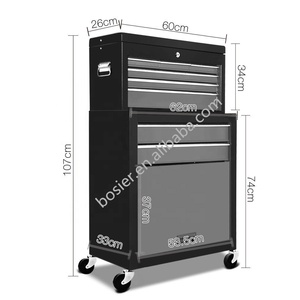 铁工具箱，带内抽屉手推车粉末涂层保护抽屉柜，带脚轮 - Product Image 1